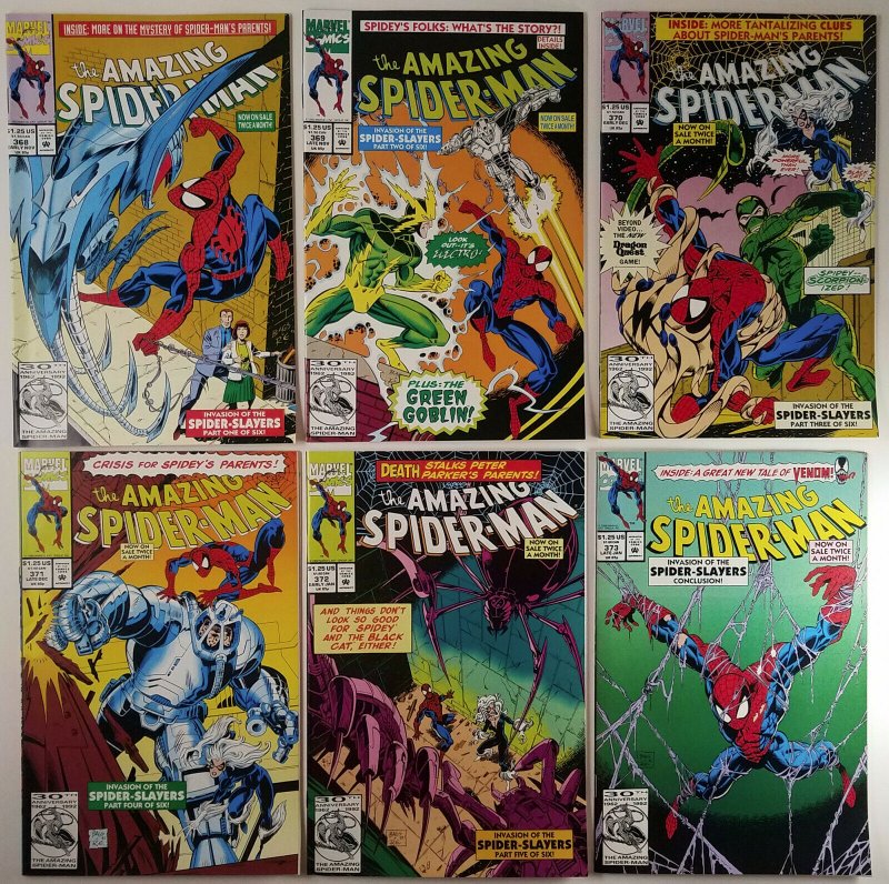 Amazing Spider-Man Invasion Of The Spider Slayers 368, 369, 370, 371, 372 to 373