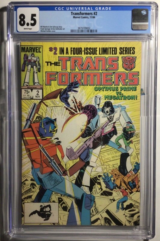 Marvel, Transformers #2, CGC 8.5, WP, 1st Megatron Cover, Look!