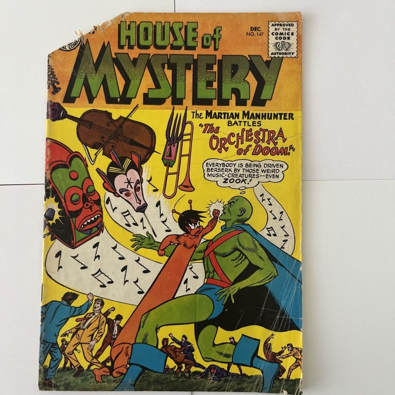 House of Mystery 147   Martian Manhunter vs the Orchestra of Doom  VF+  1964 DC