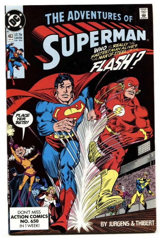 Adventures of Superman #463 comic book 1990- Flash Superman Race-NM-