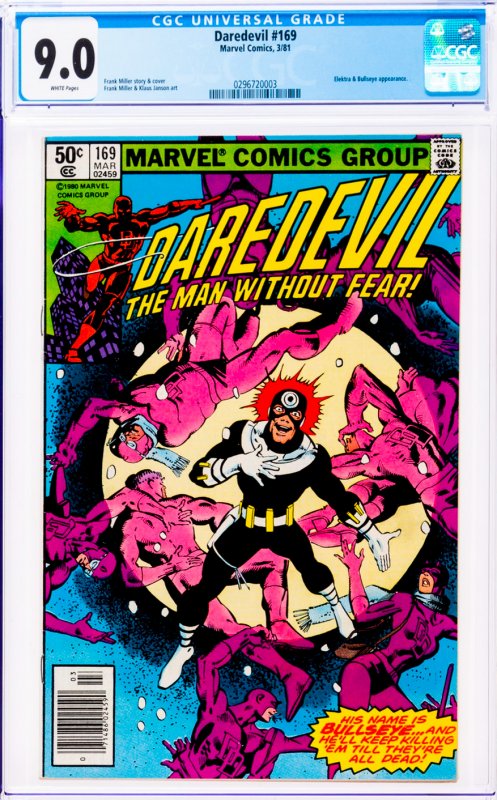 Daredevil #169 CGC Graded 9.0 Elektra & Bullseye appearance.