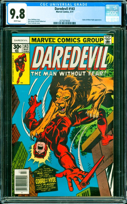 Daredevil #143 CGC Graded 9.8 Cobra & Mister Hyde appearance.