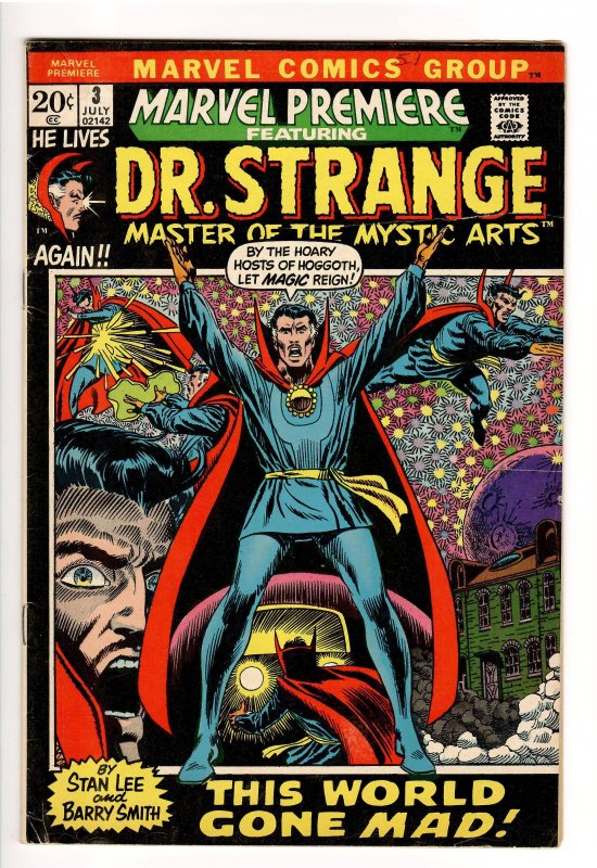 MARVEL PREMIERE #3 F/VF(1972);CLASSIC DR.STARNGE STORY;WORLD SPINS MAD!