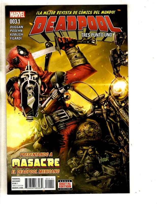 Lot Of 5 Deadpool Marvel Comic Books # 13 20 21 + 3.1 (2) Spanish Variant MK10