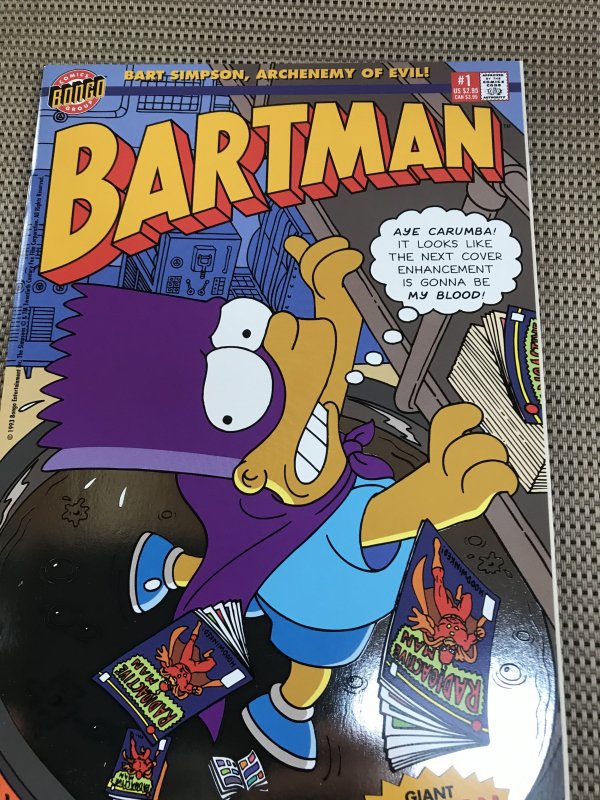 Bartman #1 : Bongo 1993 NM-; Simpson’s Bart, Chrome cover Beauty, w/ poster