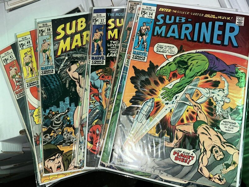 Sub-Mariner (1968) Lot - Complete Series Set w/#’s 1-72, Has 5 34 35 50, Clean
