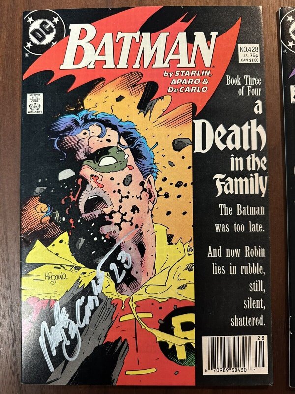 Batman #426-429 Signed Mike DeCarlo. A Death In The Family Full Set 1988 FN-