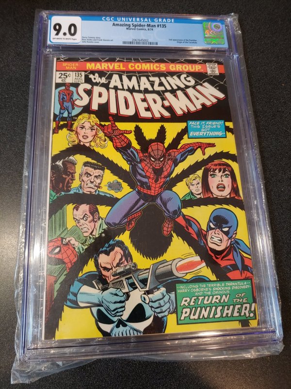 ​AMAZING SPIDER-MAN #135 CGC 9.0 2ND APPEARANCE OF THE PUNISHER