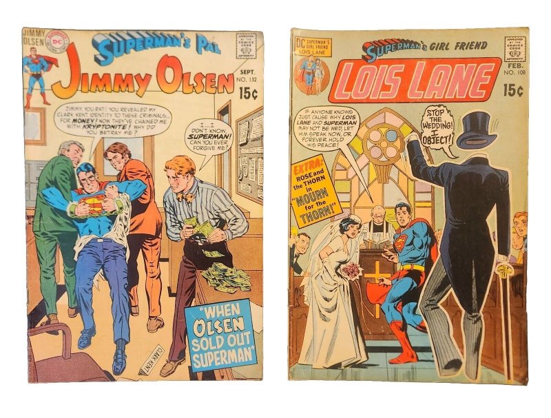 Supermans Pal Jimmy Olsen #132 1971 & Supermans Girlfriend Lois Lane #108 1970