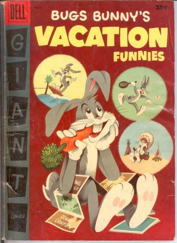 BUGS BUNNYS VACATION FUNNIES 6 G+ DELL GIANT COMICS BOOK