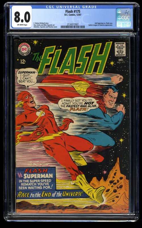 Flash #175 CGC VF 8.0 Off White Superman race! DC Comics