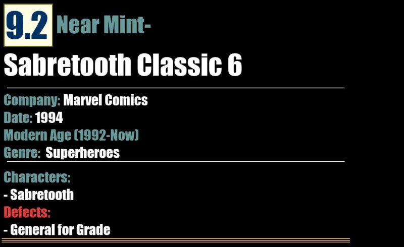 Sabretooth Classic 6 (1994) NM- Marvel Comics