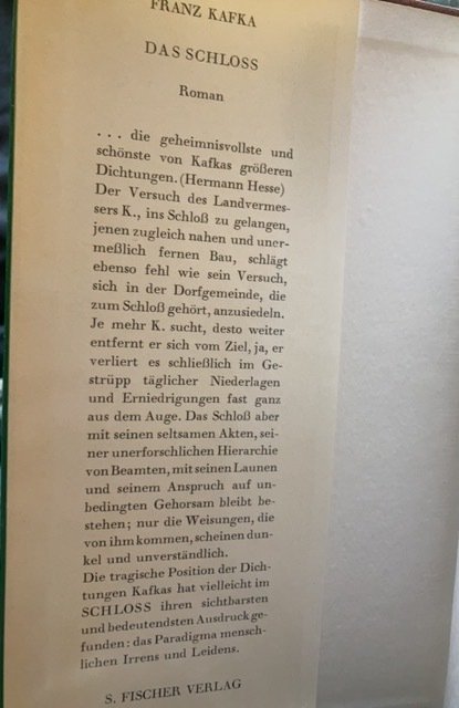 Frank Kafka,1964,das schloss, German Hcdj
