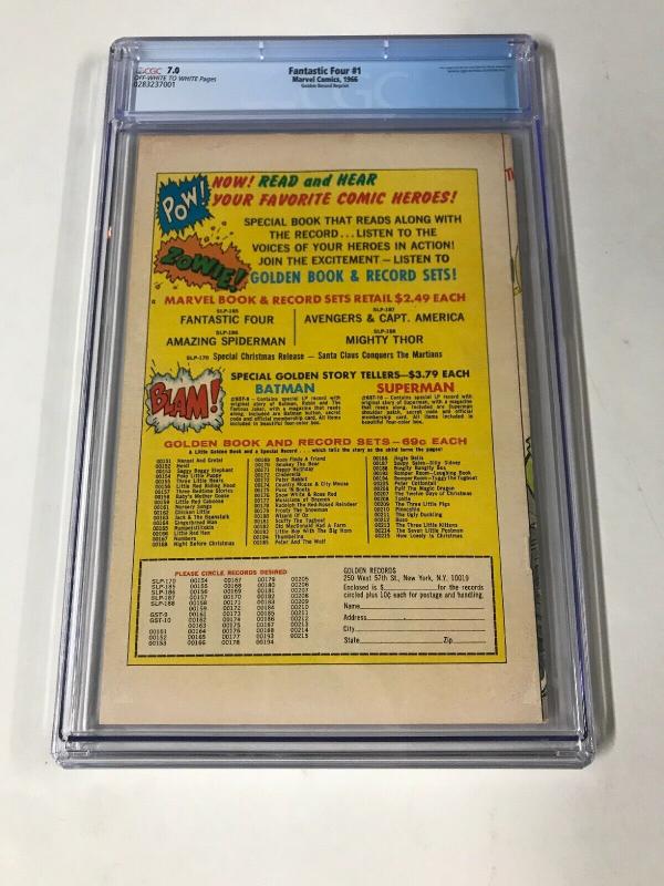 Fantastic Four 1 Cgc 7.0 Ow/w Pages Golden Record Reprint Marvel