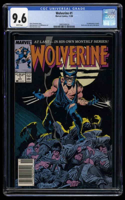 Wolverine (1988) #1 CGC NM+ 9.6 White Pages Newsstand Variant 1st Patch!