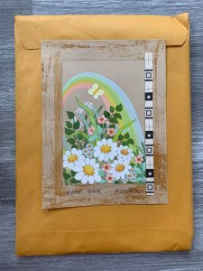 HAPPY MOTHERS DAY White Flowers Butterfly & Rainbow 6x8 Greeting Card Art 32542