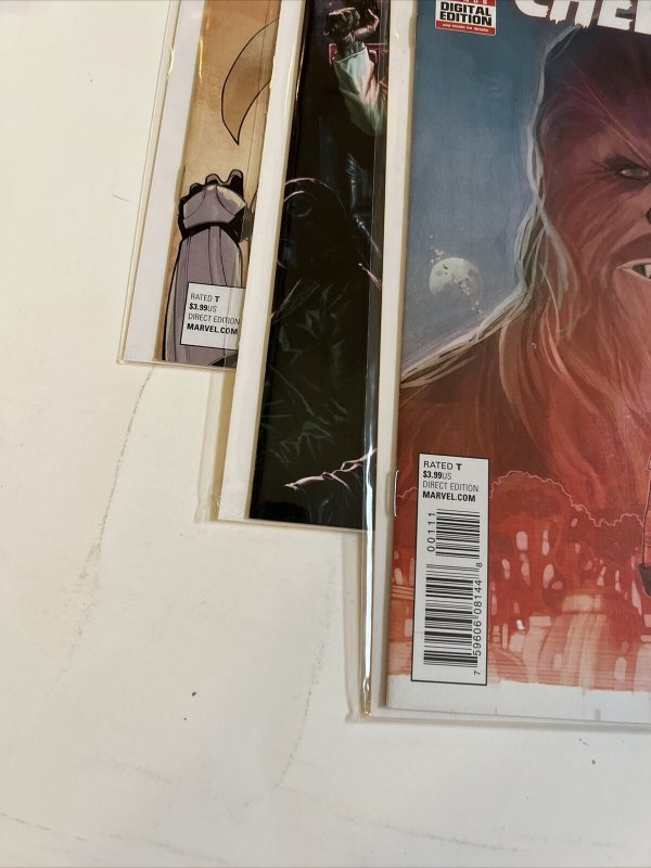 Lot Of 3 Star Wars Marvel Comics Chewbacca #1 Han Solo #2 Princess Leia #5