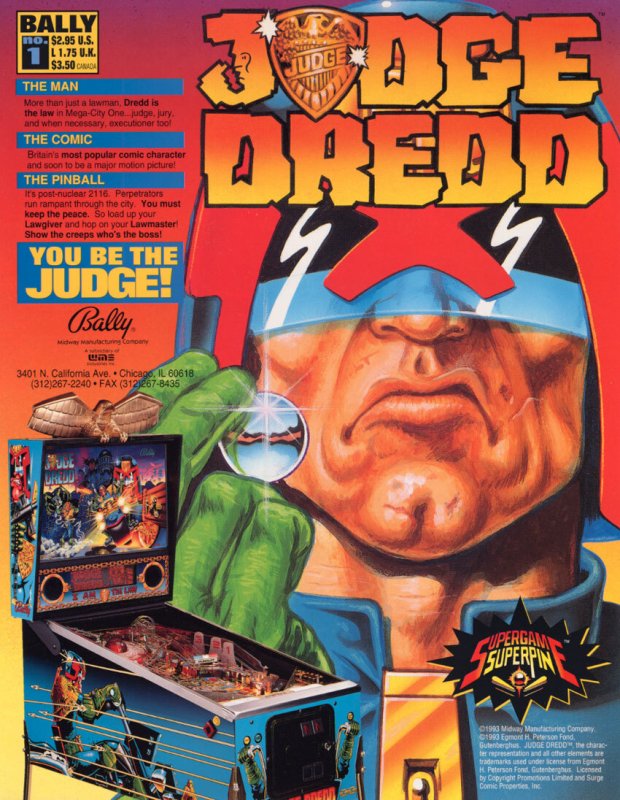 Judge Dredd Pinball FLYER Foldout Edition Original 1993 Super Hero Artwork Promo