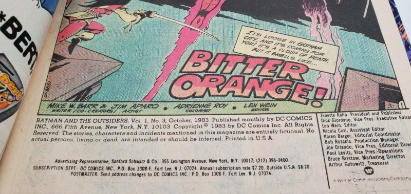 BATMAN AND THE OUTSIDERS #3 (1983) COMBO NEWSSTAND & Direct, 1 price