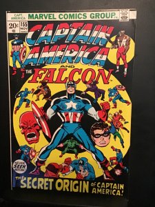 Captain America #155 (1972) mid high-grade origin key! Red Skull cover! FN/VF