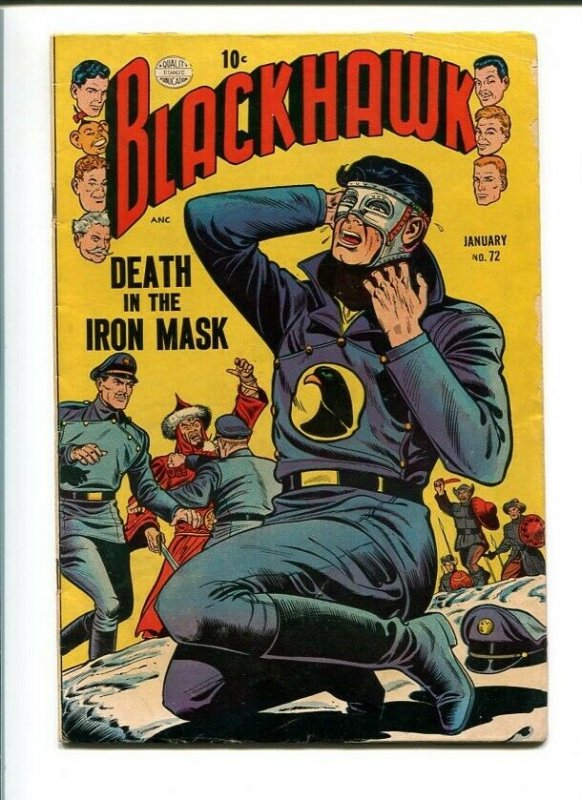 BLACKHAWK COMICS #72-QUALITY-1954-REED CRANDALL ART-DEATH IN THE IRON MASK VG/FN 