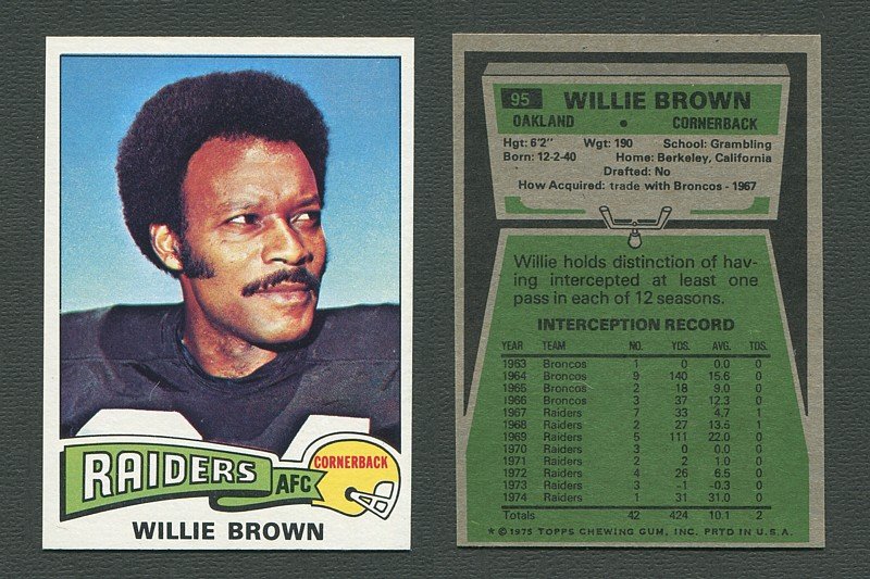 1975 Topps Football /  Willie Brown #95  /  MINT