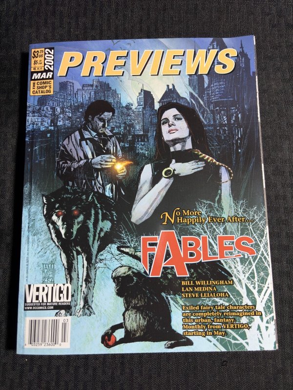 2002 March PREVIEWS Comics Catalog Magazine FVF 7.0 Decade of Spawn / Fables