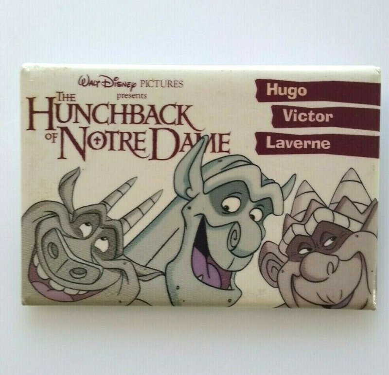 Disney Hunchback Of Notre Dame 3 x 2 Button Badge Vintage 1996 Movie Promo 