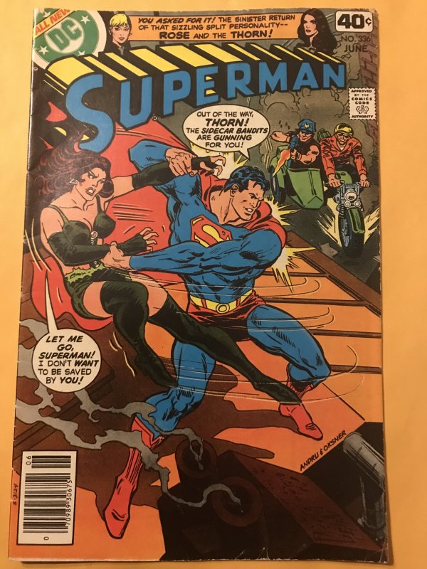Superman #336 : DC 6/79 Fn; early ROSE & THORN, Curt Swan art