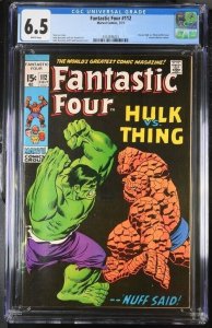 FANTASTIC FOUR #112 CGC 6.5 CLASSIC HULK VS THING BATTLE WHITE PAGES