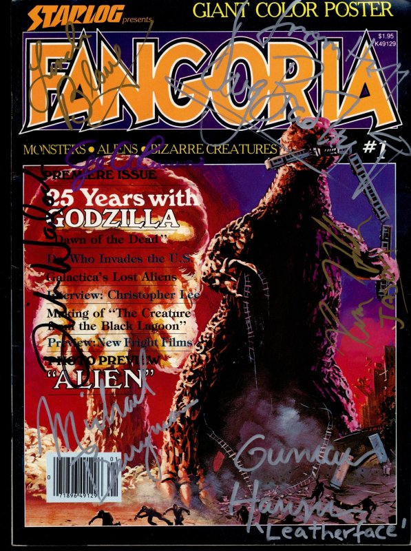 FANGORIA #1 GODZILLA, RARE 50+Autographed Monster Mag, Christopher Lee, Elvira