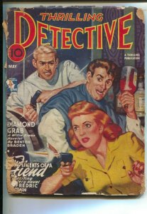 THRILLING DETECTIVE 05/1945-HARD BOILED CRIME-FREDRIC BROWN-PULP-good minus