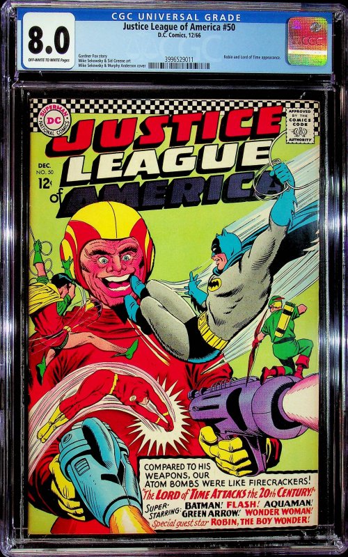 Justice League of America #50 (1966) - CGC 8.0 - Cert #3996529011