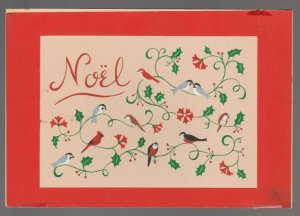CHRISTMAS NOEL Colorful Birds on Holly Vines 7.5x5 Greeting Card Art #FF11