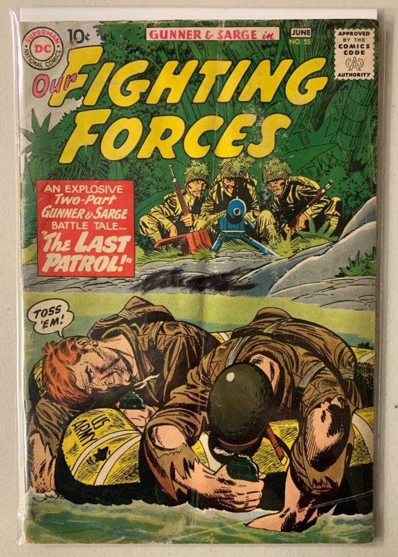 Our Fighting Forces #55 DC Gunner + Sarge (3.0) H20 damage spine intact (1960)