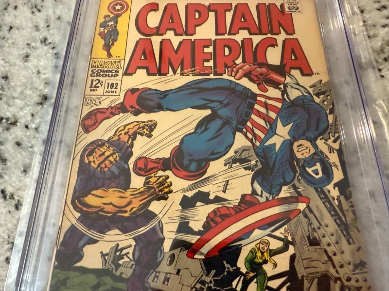 Captain America # 102 CGC Graded 7.5 Marvel Comic Book Silver Age Kirby Art JH21