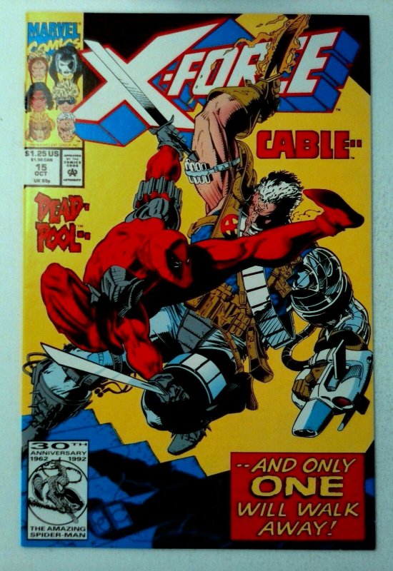 X-Force #15 Marvel 1992 NM- Key Classic Battle Cable vs Deadpool Comic Book