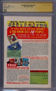 INCREDIBLE HULK ANNUAL #1 CGC 9.0 SS SIGNED JIM STERANKO CLASSIC COVER