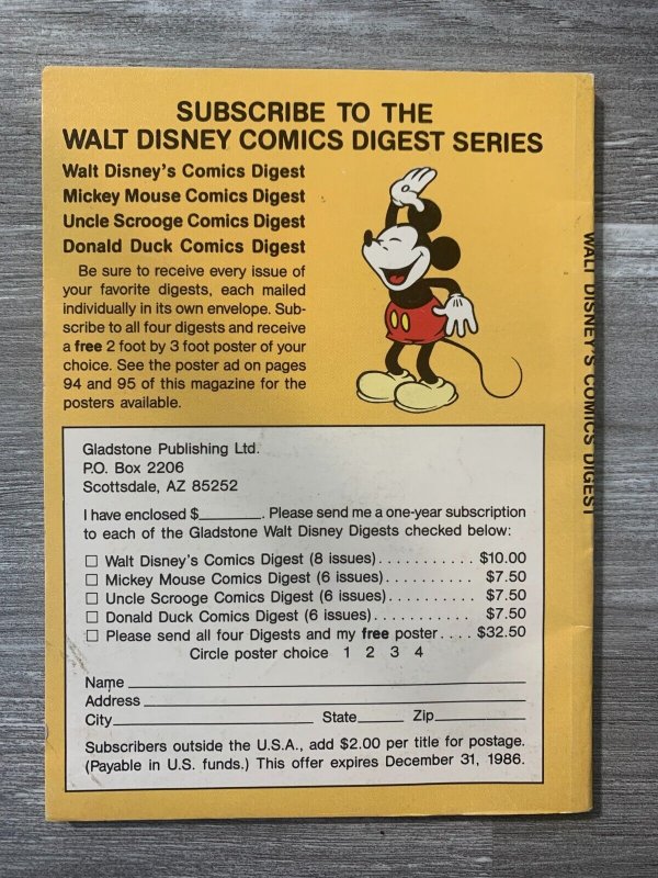 1986 Dec WALT DISNEY'S COMICS DIGEST v.1 #1 VG/FN 5.0 Donald Duck / Gladstone