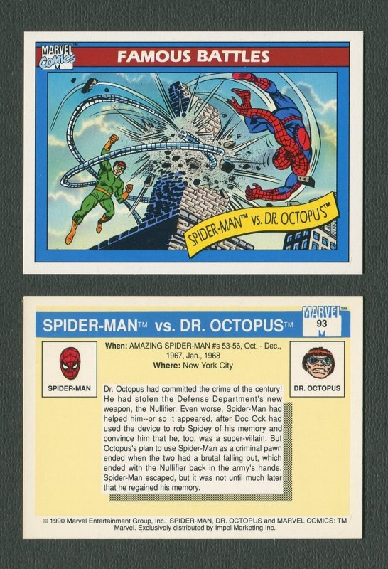 1990 Marvel Comics Card  #93 (Spiderman/Doc Ock) / MINT