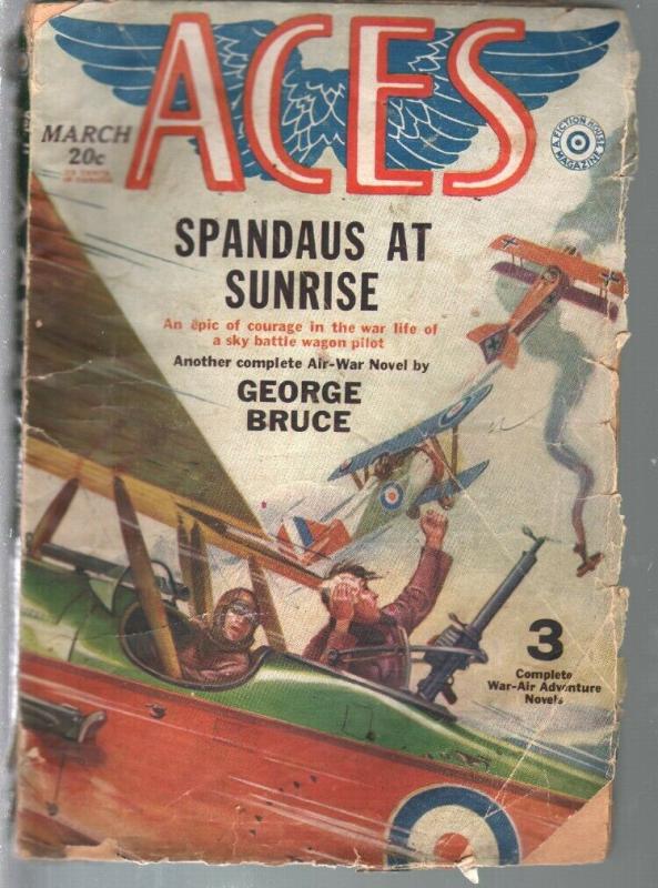 Aces 3/1930-Fiction House-Rudolph Belarski-bi-plane-George Bruce-FR/G 