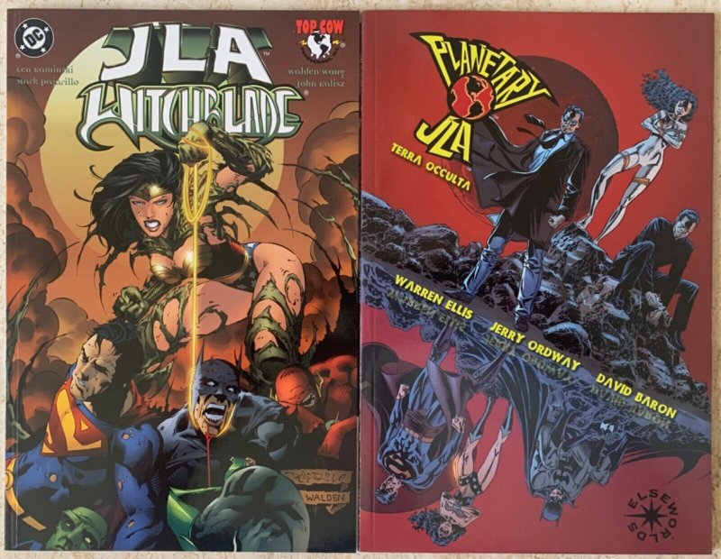 LOT OF 4 JLA CROSSOVER GRAPHIC NOVELS | CYBERFORCE, WITCHBLADE, PLANETARY, MORE