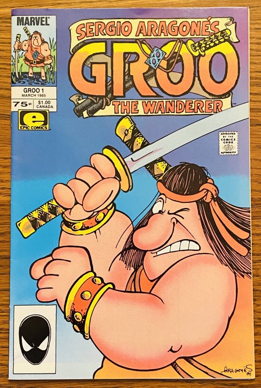 SIGNED 1985 MARVEL EPIC GROO THE WANDERER #1 SERGIO ARAGONES w SKETCH on PAGE 1