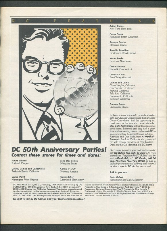 DC Releases Promotional Flyer #21  / Booster Gold /  February 1986