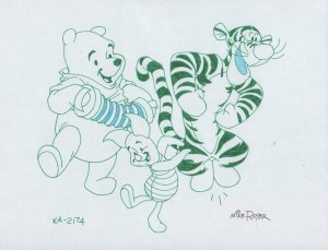 Winnie-the-Pooh Disney Green Ink Concept Art Pooh, Tigger KA-2174 by Mike Royer