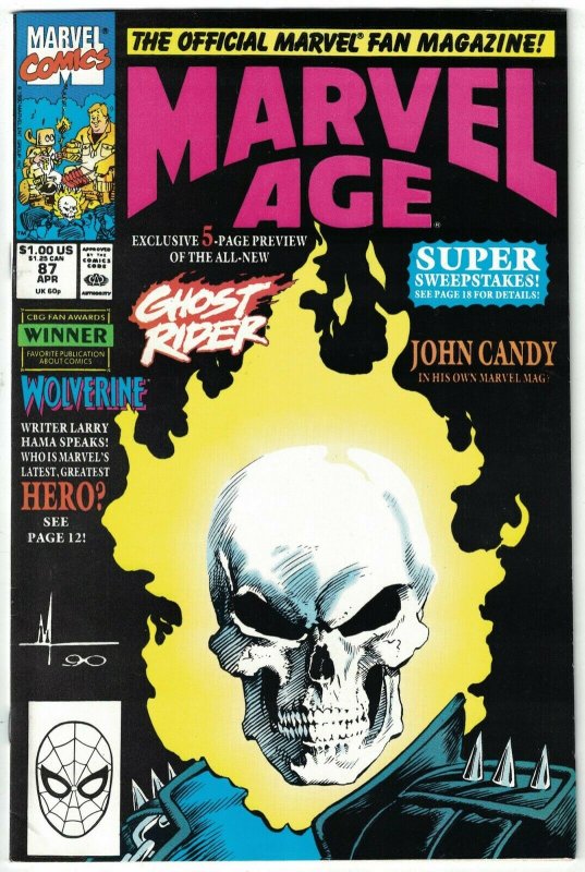 Marvel Age #87 VF; Marvel | Danny Ketch Ghost Rider Preview  