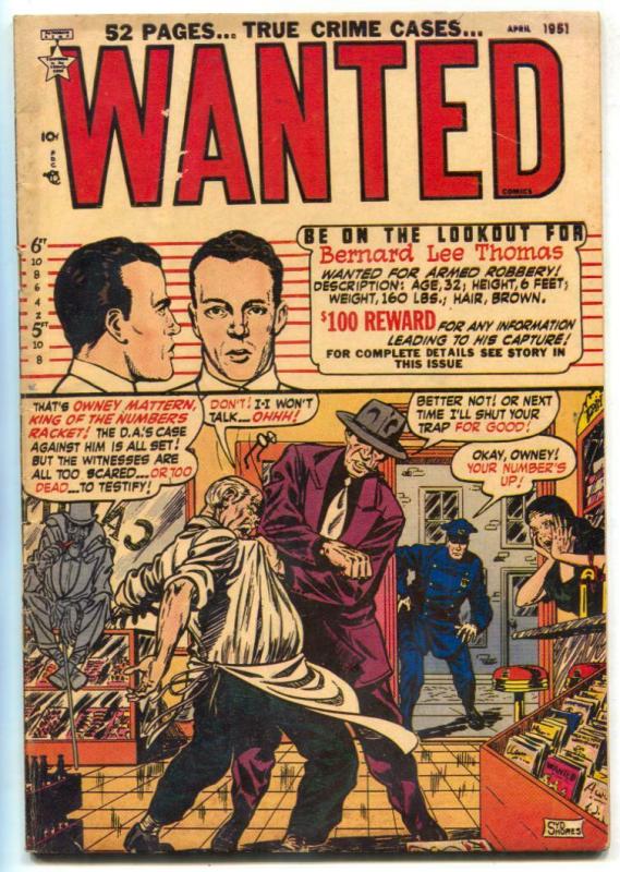 Wanted #36 1951-comic book display cover- golden age crime VG