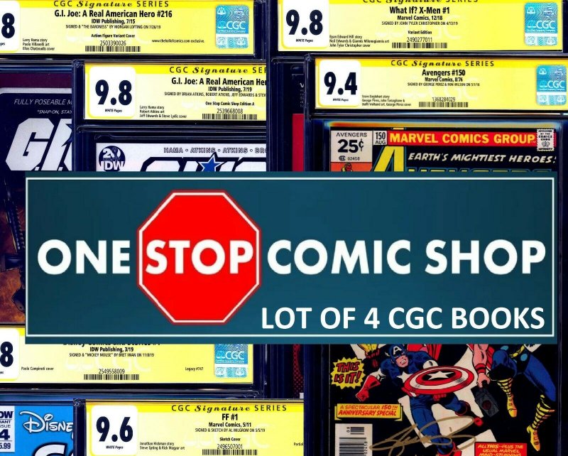 One Stop Comic Shop Signed LOT of 4 CGC Signature Series NO DUPLICATES 