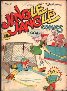 Jingle Jangle #7 1944-Hockey cover-George Carlson art-Adventures of Joe Bonom...