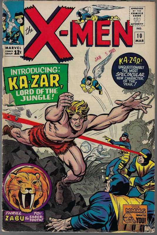 X-men #10 (Marvel, 1965) - Key 1st Ka-Zar